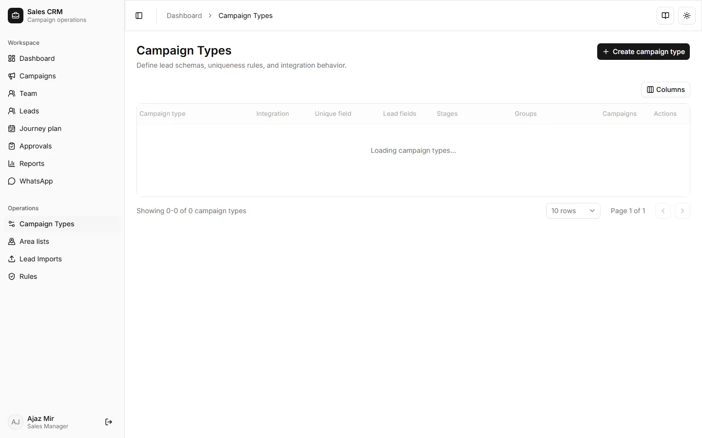 Campaign types list