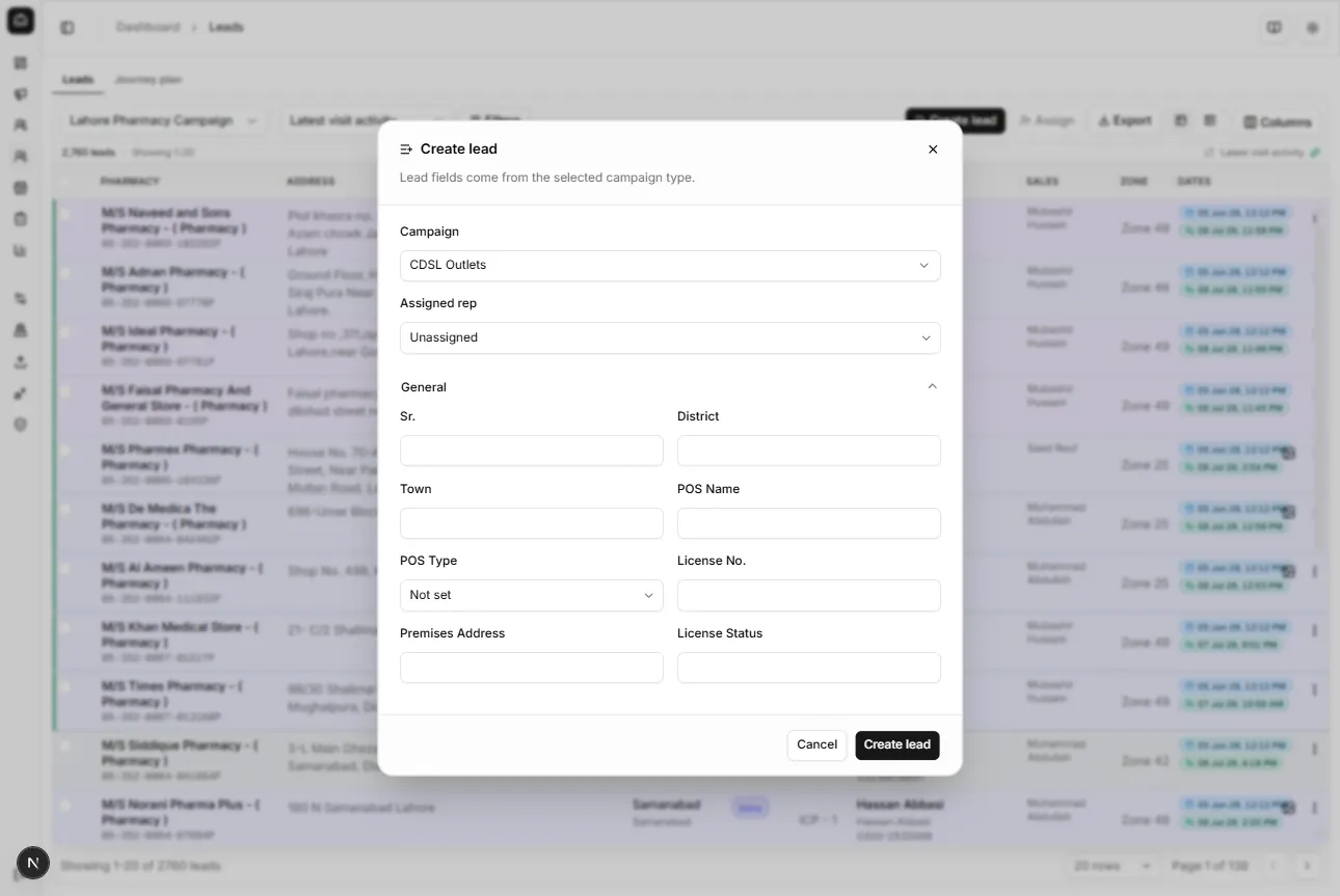 Submit lead form with creation fields