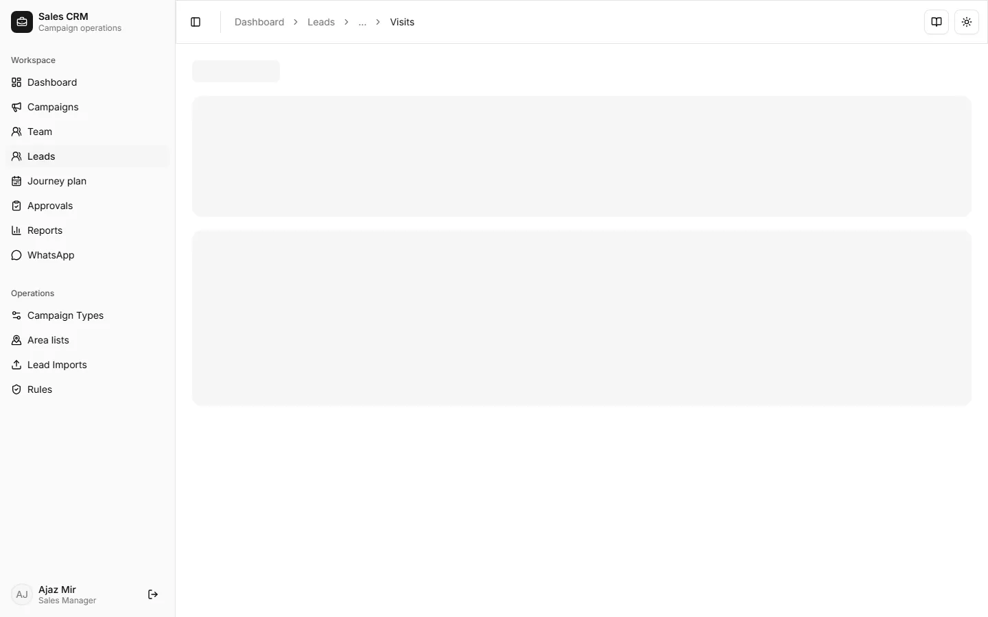 Visits list after the lead is in the pipeline